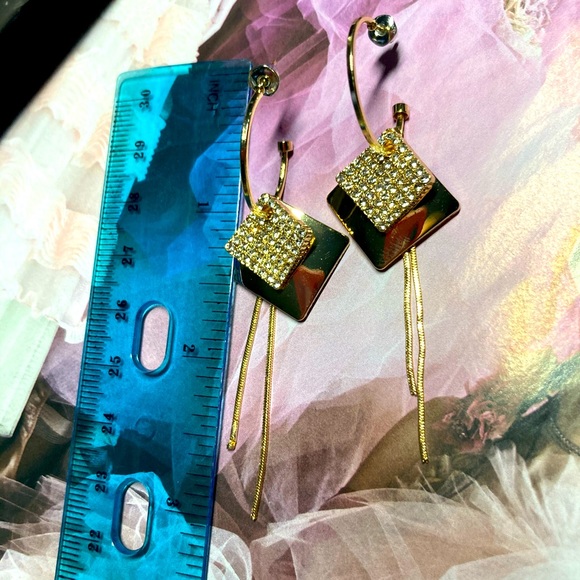 Gold Tone Rhinestone Earrings - Picture 3 of 3